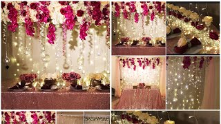 DIY long table and backdrop decor DIY flower panel decoration [upl. by Jenn]