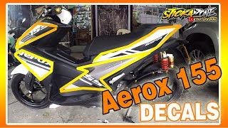 AEROX 155cc YAMAHA  INSTALLATION  DECALS  MOTODECKALS  STICKAZONE [upl. by Radborne555]