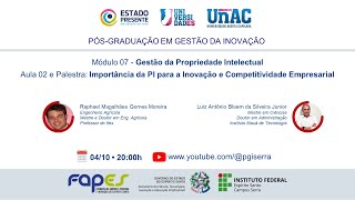 Aula 02 e Palestra Importância da PI para a Inovação e Competitividade Empresarial [upl. by Roseanna]