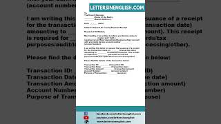 Request Letter for Issuing Payment Receipt  Sample Application for Receipt of Bank Transaction [upl. by Rekcut]