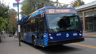 NYCT Bus 2022 Novabus LFS 8918 on the S53 at Clove Road and the Grasmere SIR Station [upl. by Bez361]