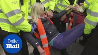 Insulate Britain block Londons Old Street roundabout and the M25 as police begin arrests [upl. by Nulubez440]