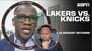 Stephen A CHECKS Shannon Sharpe over the Lakers  Ja Morant return reaction 🍿  First Take [upl. by Teerell]