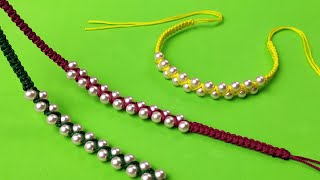 DIY Rakhi making at home  Pearl Rakhi  How to make rakhi at home  Easy Rakhi For BhaiyaBhabhi [upl. by Mikahs]