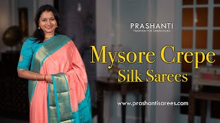 Mysore Crepe Silk Sarees  Prashanti  03 Feb 2024 [upl. by Cristal]