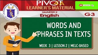 ENGLISH 3 WORDS AND PHRASES IN TEXTS  MODULE WEEK 3  LESSON 2  MELCBASED [upl. by Dazraf]