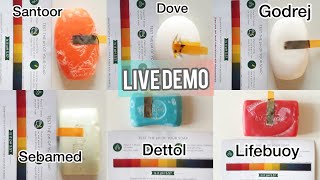 PH Test Of Soaps  Which one is Good or Bad  Sebamed vs Dove  Lux Santoor godrej lifebuoy [upl. by Meier]