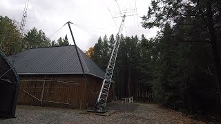 Tilting HAM Radio Antenna Tower Part 3  RiggingOperationCable Entrance and Grounding [upl. by Nosretep]