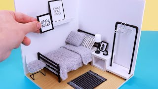 DIY Miniature DollHouse Rooms Tutorial  Bedroom [upl. by Frame]