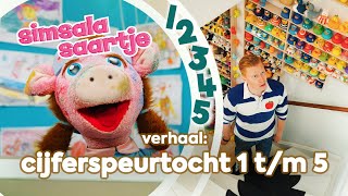 CIJFERSPEURTOCHT 1 tm 5 🖌️🔢🍎  SIMSALA SAARTJE 🐽  Educatieve kleutertelevisie  Schrijfvolgorde [upl. by Lifton160]