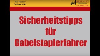 HEDEMANN GmbH Sicherheitsunterweisung Gabelstapler 20 Tipps [upl. by Shannon]