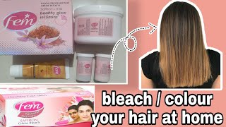 how to bleachcolour your hair at home with fembleach cream Highlight your hair at home [upl. by Itagaki]