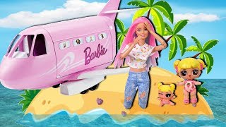 Barbie LOL Family Summer Vacation  Baby Goldie Lost On an Island [upl. by Barthel]