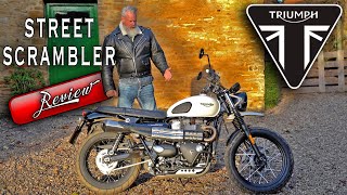 Triumph Street Scrambler Review The 900cc Bonneville motorbike with Vance amp Hines Silencer tested [upl. by Kennan227]