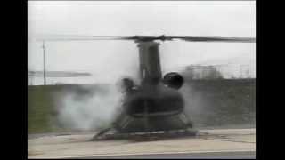 Ground Resonance Chinook CH47 Helicopter Test and Self Destructs with Rear View of Rotor Breaking [upl. by Dulcine]