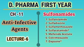 SulfonamidesAntiInfective AgentsCH11L6Pharmaceutical ChemistryDpharmFirst Year [upl. by Beberg]