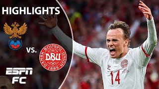 Inspired Denmark thrash Russia 41 to advance to the round of 16  Highlights  ESPN FC [upl. by Atteragram145]