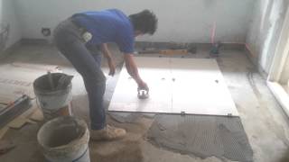 Floor Tile Installation Process  60x60 cm polished tiles [upl. by Ahsrav326]