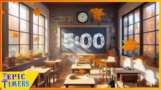 5 Minute Countdown Timer with Relaxing music Fall Classroom Scene [upl. by Roxi]