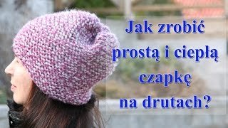 Jak zrobić na drutach prostą i ciepłą czapkę beanie czapkanadrutach beanie [upl. by Assillem]