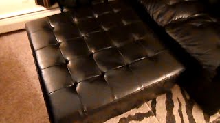 Abbyson Living Tribeca Leather Square Cocktail Ottoman Product Review [upl. by Tenahs]