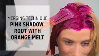 Pink Shadow Root with Orange Color Melt Technique  Lets Play Elumen SeriesGoldwell Education Plus [upl. by Bethesde579]