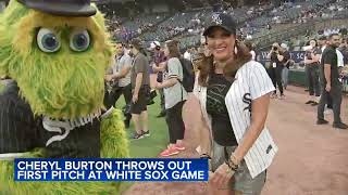 ABC7s Cheryl Burton throws out first pitch at White Sox game [upl. by Neehcas729]