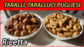 Ricetta preparazione taralli tarallucci pugliesi in modo semplice classici e gusto pizza [upl. by Ruzich]