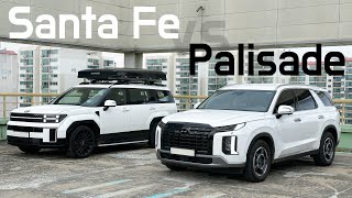 Indepth 2024 Allnew Hyundai Santa Fe vs Palisade Sidebyside Comparison [upl. by Nosduj]