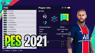 PSG players Faces amp Ratings  PES 2021 [upl. by Aihtnamas79]