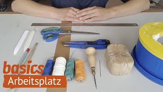 Arbeitsplatz Buchbinden  Basics  Heidi Leimt  bookbinding  DIY [upl. by Tcideneb]