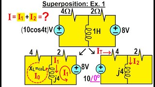 Electrical Engineering Ch 11 AC Circuit Analysis 18 of 34 Superposition Example 1 [upl. by Keating]