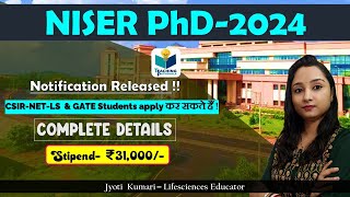 NISER PhD Application2024  Complete Details [upl. by Nnaassilem]