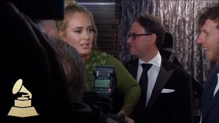 Adele Wins Album of the Year Award  Backstage  59th GRAMMYs [upl. by Aiekan]