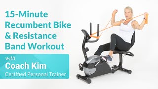 15Minute Recumbent Bike Workout with Resistance Bands [upl. by Eirrahs]