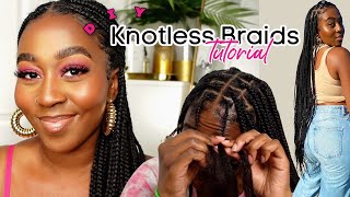 HOW TO DO KNOTLESS BOX BRAIDS ON YOURSELF  Detailed amp Beginner Friendly  My First Time ❤️ [upl. by Irahk768]