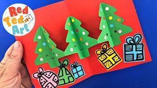 Easy Pop Up CHRISTMAS TREE Card DIY  3d Christmas Tree Craft for kids  easy paper chain trees [upl. by Oz596]