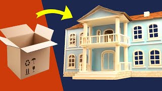 DIY Miniature Dollhouse using a cardboard box [upl. by Adnael]