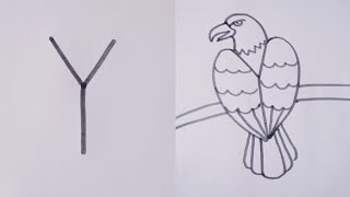 How to draw an eagleeasy drawing step by stepeagle drawing from letter Y bald eagle drawing [upl. by Mathew606]