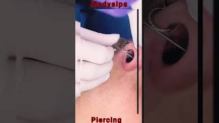 medusapiercing piercing and nostrilpiercing reopening 🥰 philtrum medusa abanasalpiercing [upl. by Ahsinauj]