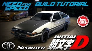 Need for Speed 2015  Initial D Toyota Sprinter Trueno GTAPEX AE86 Build Tutorial  How To Make [upl. by Tessler]