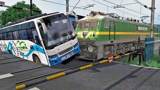 Heavy Bus vs Train – stops the train  BeamNGDrive [upl. by Liba]