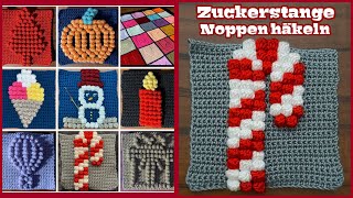 Zuckerstange Noppen häkeln  Schritt für Schritt  Anleitung  Babydecke  Anfänger  Bobble  DIY [upl. by Ailbert]