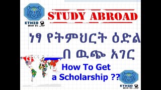 ነፃ የትምህርት ዕድል ስኮላርሺፕ እንዴት ማግኘት እንችላለን  How To Get a Scholarship  Amharic [upl. by Eudosia110]