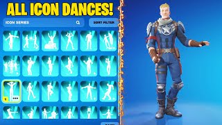 All Icon Series Emotes amp TikTok Dances in Fortnite 127 [upl. by Anitsugua]