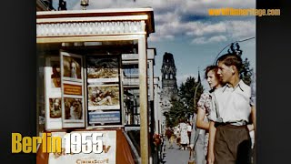 Berlin 1955 color  Brandenburger Tor ohne Quadriga  Ku´damm  Stadion  Funkturm ua [upl. by Corilla515]