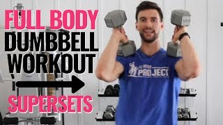 Full Body Dumbbell Workout For Women At Home Supersets [upl. by Atrebor402]