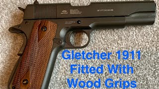 Gletcher Colt 1911 Co2 Airgun Fitted With Wood Grips [upl. by Hilarius]