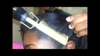 How I use a Straightening Comb on New Growth relaxed hair [upl. by Nies669]