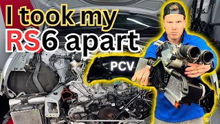 Audi RS6 40 TFSI PCV Unit DIY Replacement Part 1 [upl. by Ahras]